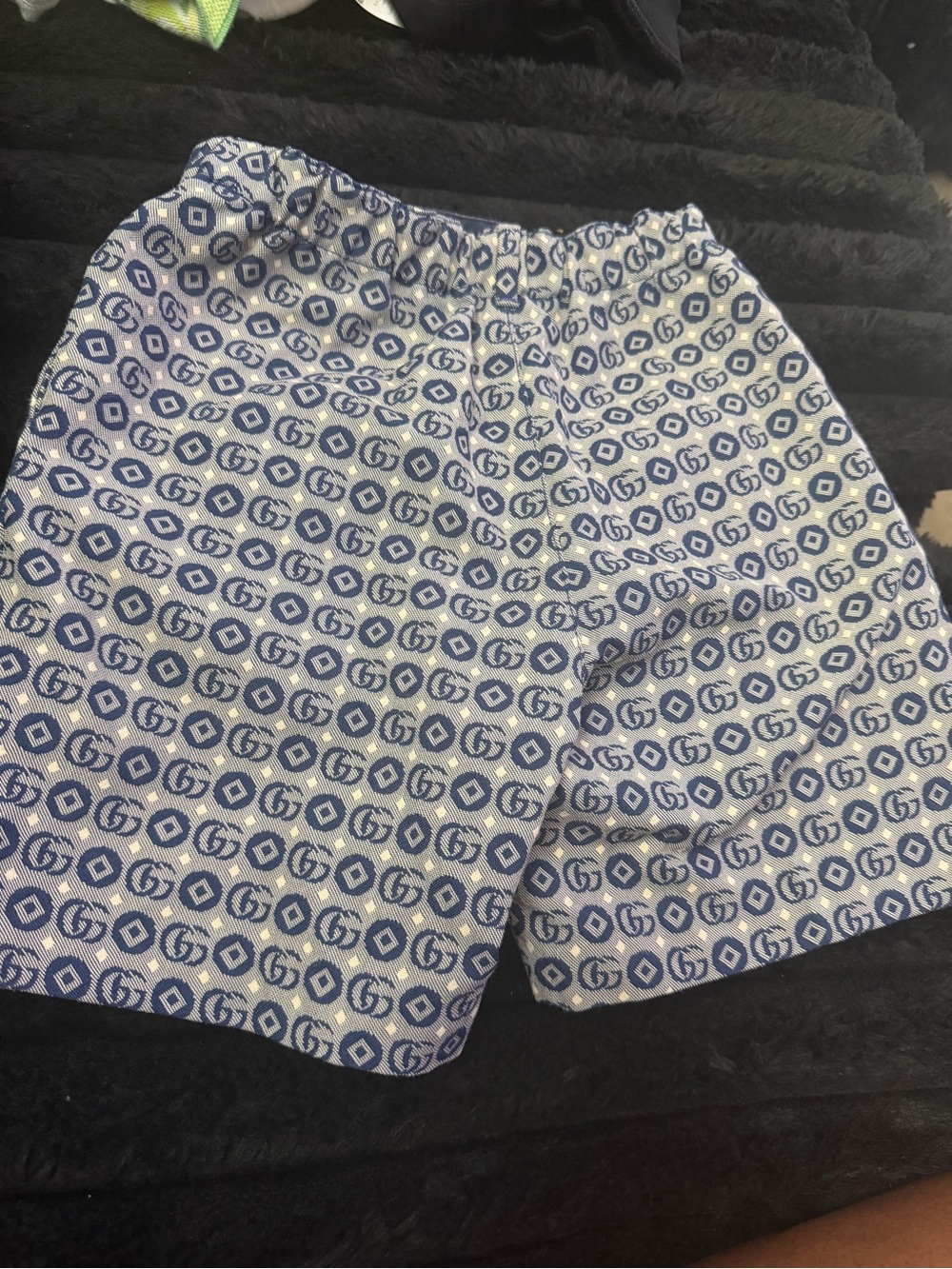 Gucci Kids Blue and White Logo Pattern Shorts